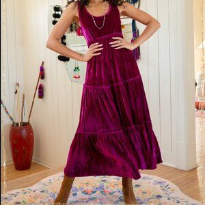 NWT Natural Life Karlie Velvet Tiered Maxi Dress Size Large